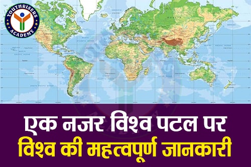 एक नजर विश्व पटल पर - विश्व की महत्वपूर्ण जानकारी A glance at the world - World important information