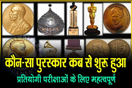 कौन-सा पुरस्कार कब से शुरू हुआ | Which award started when?